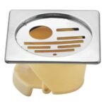 K3 Grating Lock 5"x5" Square Ss With Cockroach Ss Flip Hole(lining) - Lining Square | Ss 304 | Chrome | Hole | 5"