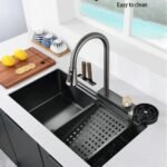 K3 Hand Craft Sink Water Fall Black Matt - Giant | 30"x18"x10" | Black | Ss304