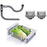 K3 Kitchen Sink Square Coupling Set With Drain Pipe For Double Bowl Sink - Double Bowl Sink | Abs&ss | Grey&chorme
