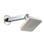 K3 Cp White O/ H Shower With Arm - Over Head Shower | Square | Cp White | 5''5'' | Abs, brass & ss | Chrome | Single Flow