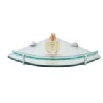 K3 Glass Corner 12 " X 12 " Curve - Glass Corner Curve | Glass & Brass | Frosted Glass & Chrome | 12"12" | Curve