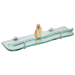 K3 Glass Shelf 18 " X 5 " New Wave - Glass Shelf New Wave | Glass & Brass | Frosted Glass & Chrome | 18"5" | New Wave