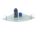 K3 Glass Corner 12 " X 12 " Rock - Glass Corner Rock | Glass & Brass | Frosted Glass & Chrome | 12"12" | Rock
