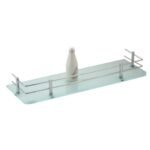 K3 Glass Shelf 18 " X 5 " Rock - Glass Shelf Rock | Glass & Brass | Frosted Glass & Chrome | 18"5" | Rock